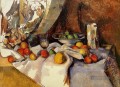 Stillleben Beitrag Flasche Cup und Obst Paul Cezanne